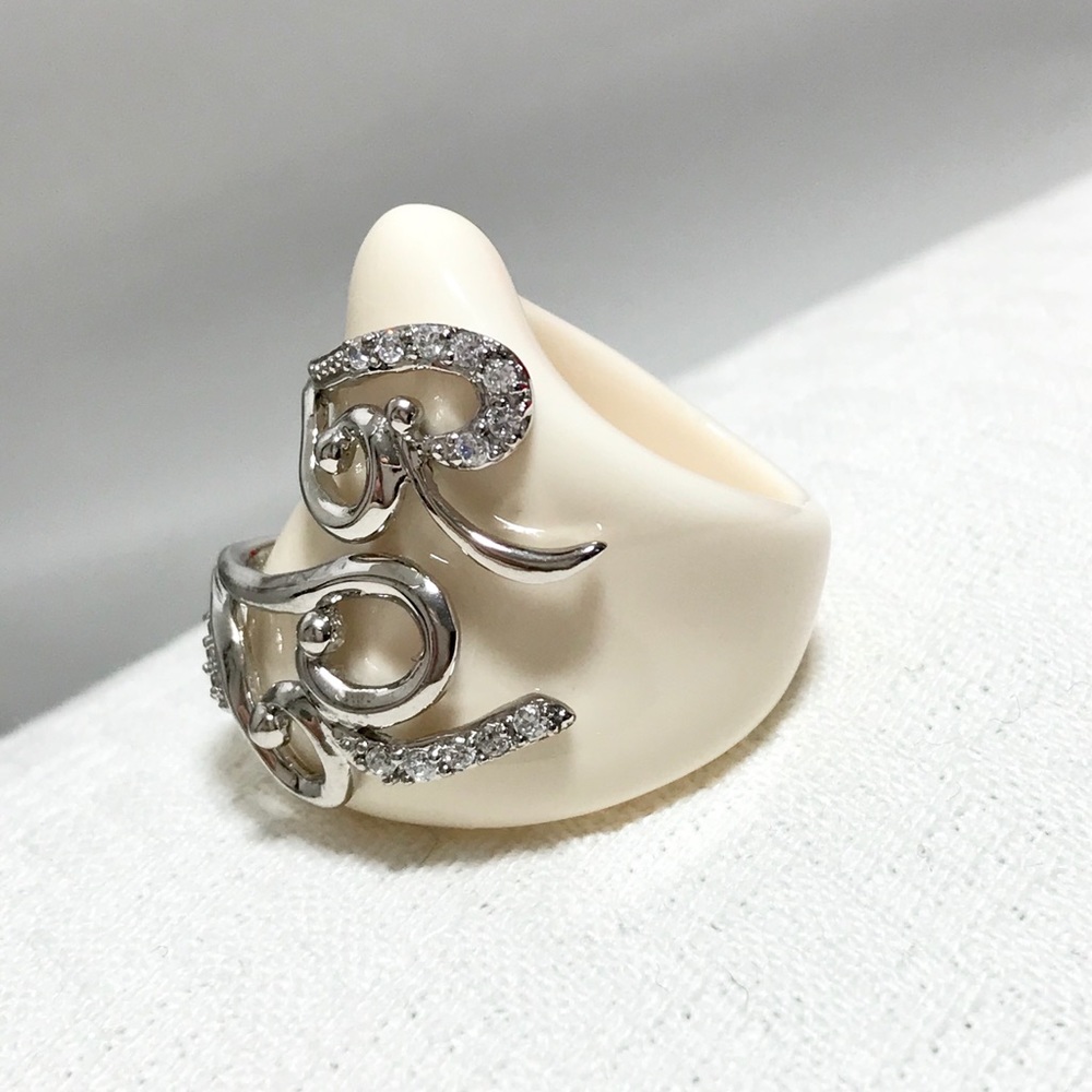 Couture Sterling Silver Cz Statement Ring Sz 7 - Picture 2 of 5